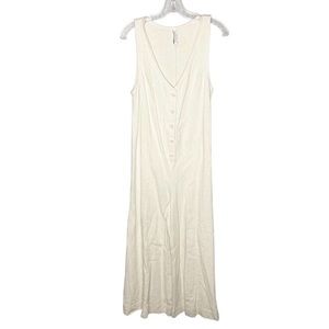 Rachel Pally Women's Linen Button Front Jumpsuit V-Neck Sleeveless Cream Size S